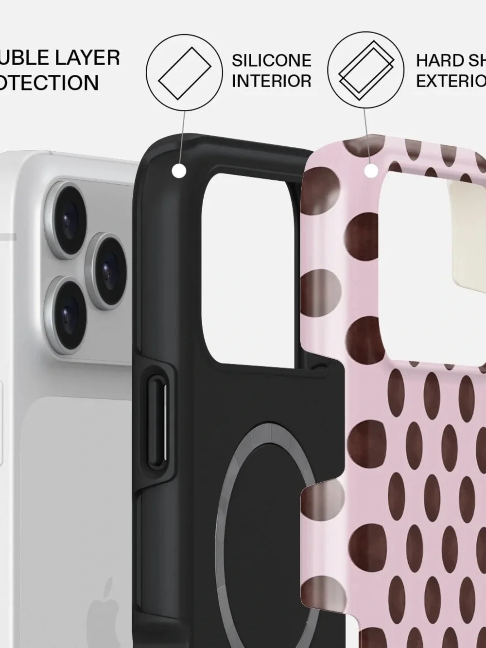 NWT BURGA New Crush - iPhone 17 Pro Max Case, Pink Polka Dot Phone Case